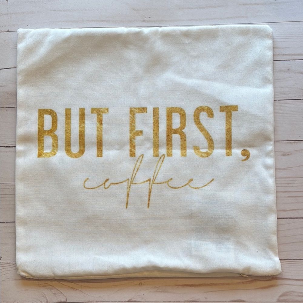 White Gold Pillow Cover Coffee Lover